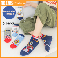 Teens Life 5 คู่ถุงเท้าเด็กชุดเจ้าหญิงซูเปอร์ฮีโร่การ์ตูนอะนิเมะชุดผ้าฝ้ายเด็กผู้หญิงเด็กที่มองไม่เห็นถุงเท้าเรื