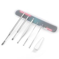 6pcs/set Ear Picker Stainless Steel Ear Wax Pickers Spiral Earpick Wax Remover Curette Ear Pick Cleaner Spoon Ear Clean Tools