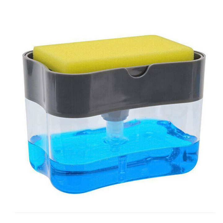 ที่กดน้ำยาล้างจาน-เครื่องกดน้ำยาล้างจาน-กล่องใส่น้ำยาล้างจาน-2in1-soap-dispenser-แถมฟองน้ำล้างจาน-คละสี