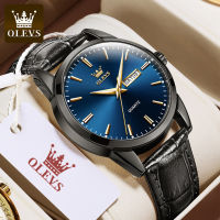 OLEVS Top nd Men Classic Blue Face Quartz Waterproof Watch Black Leather Strap Business Popular Casual For Men`s Watch 6898