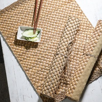 【CC】✧▧ↂ  Table Decoration Rectangular Rattan Placemats Accessories Tools Dining Potholder Hand-woven