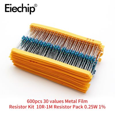 1/4W resistors 0.25W 1 30 values Metal Film Resistor Kit 10R-1M DIY colored ring Resistor Pack