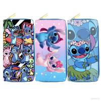 Stitch Cartoon Cute PU Long Zipper Wallet Student Passport Bag Fashionable Large Capacity Personalized