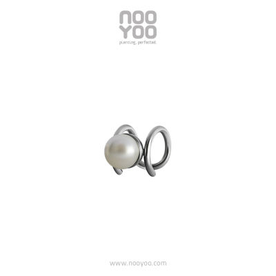 NooYoo ต่างหูสำหรับคนไม่เจาะหู Double Ring Pearl Ear Cuff Surgical Steel