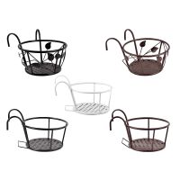 Iron Art Hanging Baskets Flower Pot Balcony Hanging Plant Round Racks Railing Fence Outdoor Window Bonsai Stand Decoration Food Storage  Dispensers