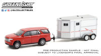 1:64 Chevrolet Tahoe Trailer ม้า Diecast โลหะผสมรุ่นรถของเล่นสำหรับของขวัญ Collection