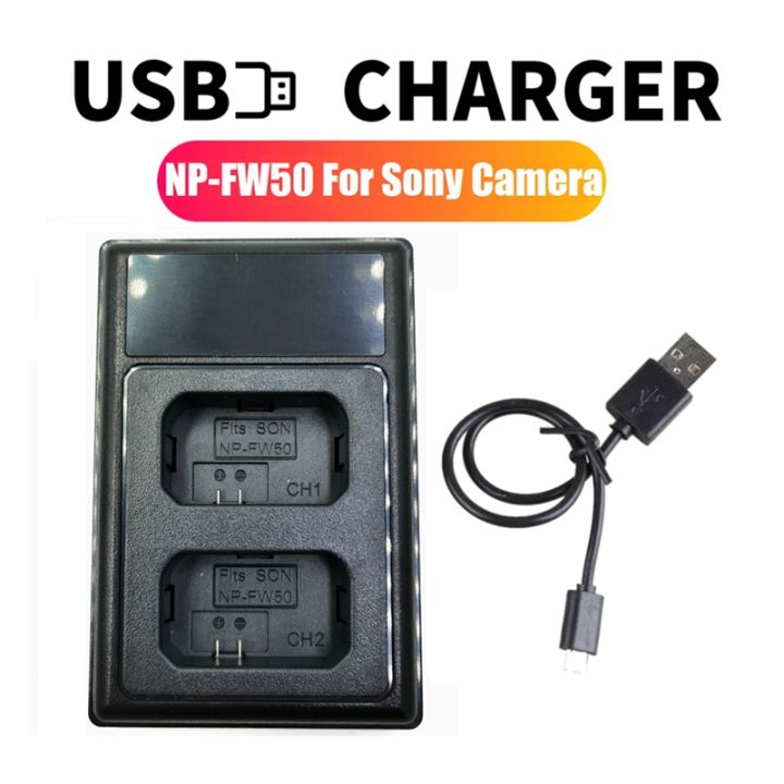 NP-FW50 USB Battery Charger for Sony A6500 A6300 ILCE-7 A7S A7K A7R ILCE-7R  Camera LCD Type C USB Dual Charger 