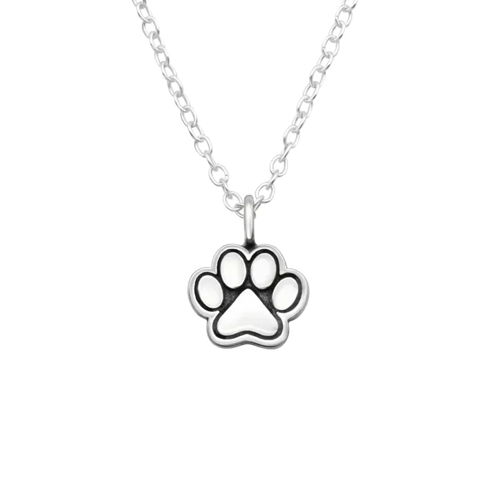 Mie Jewelry Hypoallergenic 925 Sterling Silver Paw Print Necklace for