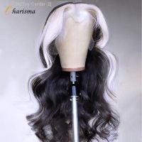 Charisma Black Wigs White Highlight Synthetic Wig Pre Plucked Synthetic Lace Front Wigs For Women Loose Wave Lace Frontal Wig [ Hot sell ] Toy Center 2