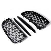 4X Gloss Black&amp;Chrome Diamond Meteor Latest Style Grille for 3 Series E90 E91 325I 328I 335I Pre- 2005-2008