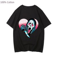 Mens Large T-shirt Scream Vi Ghostface Heart Knife Holding Tshirts Men Originality T Shirts Cotton Tshirts And Tees