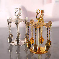 IMUWEN Swan Dinnerware European Style Delicate Gold Finish Metal Cake Coffee Spoon Set Luxury Tableware For Home Table Decor