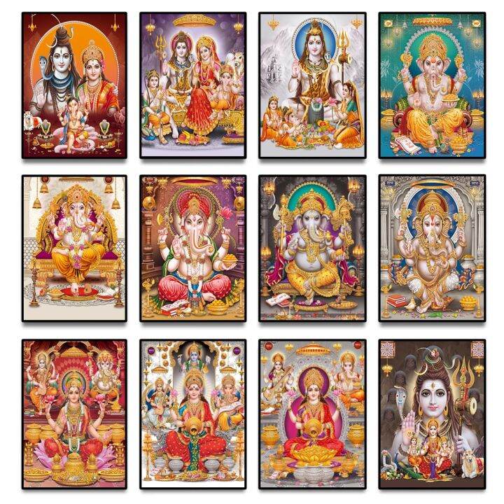 India Hindu tuhan Ganesha kuil gajah tuhan siri agama kanvas lukisan