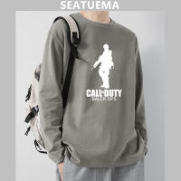 SEATUEMA ที่ดีกว่า COD Letter พิมพ์ฤดูหนาวแขนยาวผู้ชายเสื้อยืดแบรนด์แฟชั่นเสื้อผ้าผู้ชายเสื้อยืด