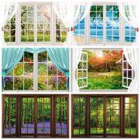 Spring Window Scenery Photography Backdrop White Black Windowsill Curtain Room Wall Decor Background Photographic Prop Photozone Colanders Food Strain