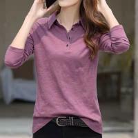 Long Sleeve t-Shirt Women Korean Version Versatile Top POLO Collar Bottoming Shirt