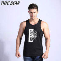 TIDE BEAR เสื้อกั๊กใหม่ของผู้ชายดีไซน์แขนกุดพิมพ์ลายระบายอากาศได้ดีมีสไตล์