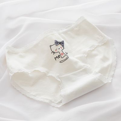 [COD]กางเกงใน M-XL กางเกงในผู้หญิง กางเกงใน ชุดชั้นในสตรีผ้าฝ้ายแท้ น่ารัก เรียบง่าย ดำและขาว ลายแมว ตาข่าย เอวกลาง กางเกงชั้นในญี่ปุ่น ชุดชั้นใน กางเกงชั้นในผู้หญิง