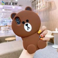 Brown Bear Casing iPhone 14 Pro Max 13 12 Pro Max 11 Pro Max X 7 8 6 Plus 5 5s SE Soft Cover Korea New Hot Teddy Bear Cute Animal Phone Case