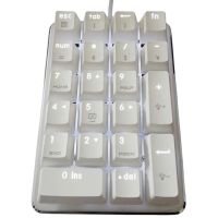 21คีย์สีขาว Backlit เชิงกลแป้นพิมพ์ตัวเลข Numpad ที่มีสวิทช์สีฟ้าเชอร์รี่สำหรับโน้ตบุ๊ค Deskpc