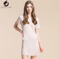 Flame of dream Summer New Silk Double Knitted Slip Dress Short Sleeve Womens Loose Large Silk Underdress 21-924