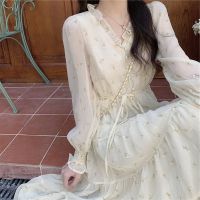 [COD] Long-sleeved dress long section 2023 spring new French first love gentle floral chiffon