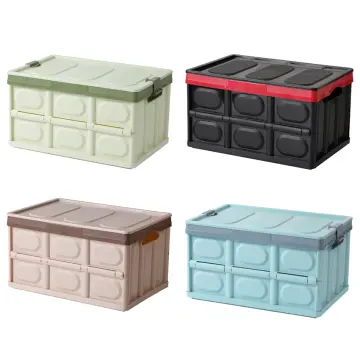 Lidded Storage Bins 2 Pack 30L Collapsible Storage Box Crates Plastic Tote  Storage Box Container Stackable Folding Utility Crates for Clothes, Toy