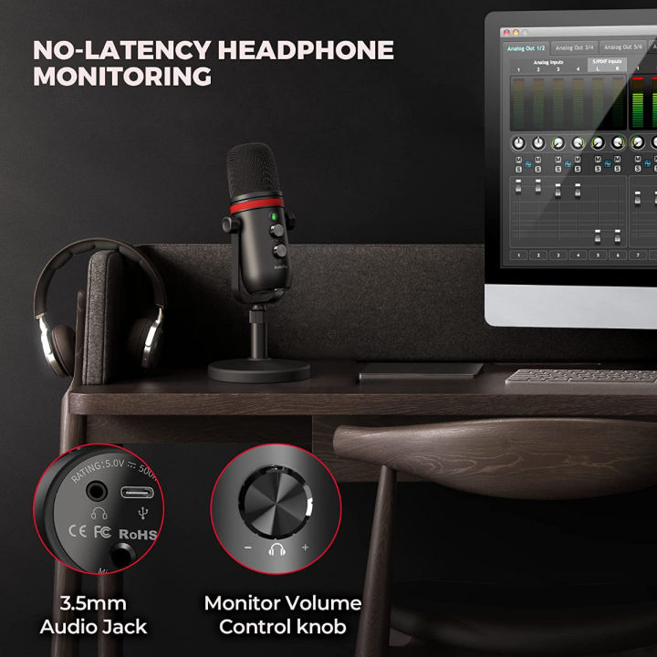 audiopro-usb-microphone-computer-condenser-gaming-mic-for-pc-laptop-phone-ps4-5-headphone-output-volume-control-usb-type-c-plug-and-play-led-mute-button-for-streaming-podcast-studio-recording