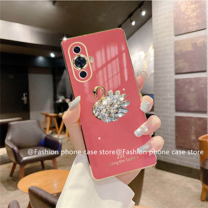 เคสโทรศัพท์-huawei-nova-11-pro-nova-11i-y91-y71-phone-case-ดีลสุดร้อนแรงส่องแสงหรูหราเคลือบไรน์สโตนขนมหงส์กรอบนิ่ม2023