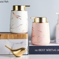 Golden Imitate Marble Ceramic Lotion Bottle Push Type Portable Soap Dispenser Shampoo Bottle Shower Gel Jar Bathroom Supplies