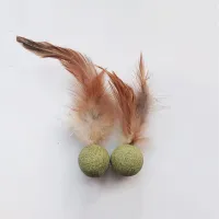 1/2/3pcs Cat Feather Toy Teeth Cleaning Cat Molar Catnip Ball Cat Grass Toys Pet Molar Hair Removal Ball Toys Cat Snack Catnip Toys