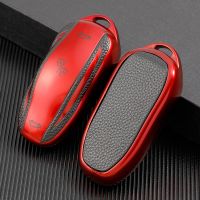 TPU Leahter Car Remote Smart Key Cover Case Bag Shell Holder Fob Keychain for Tesla Model S Model 3 Model X Accessories