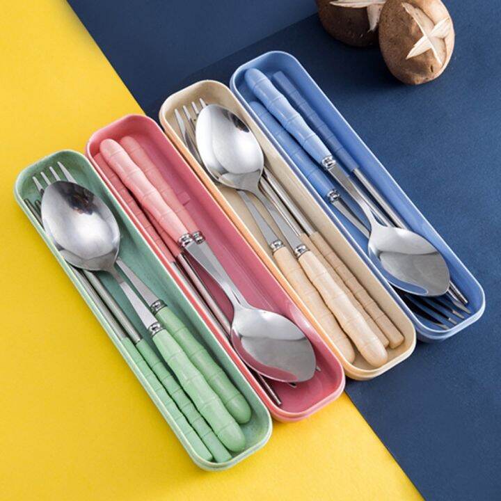 4in1 Stainless Steel Cutlery Set Spoon Fork Chopsticks Set with Box ...