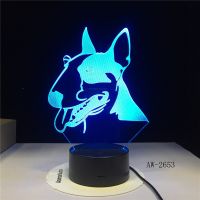 Creative Kids Baby Gift 3D Illuison Pet Dog Lamp Bull Terrier LED Night Light Creative Decorative Table Lamp Drop Ship AW-2653