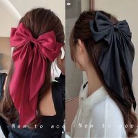 ◕ New Bow Ribbon Hairpin Headwear Simple Elegant Satin Spring Clip Fixed Hair Clip Retro Party Headdress Red Hair Accessories 2023