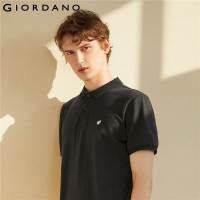 เสื้อโปโล Giordano ผู้ชายลายกบเฮเทอร์01011388001เสื้อแขนสั้นโปโลยืดหยุ่น