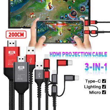 USB To Hdmi -compatible Cable Converter Adapter Mirror Cast MHL Cable Micro  USB Type C To For IPhone IPad To TV Projector