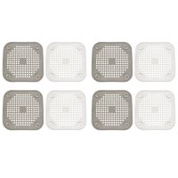 8x Square Drain Cover for Shower Drain Hair Catcher Flat Silicone Plug with Suction Cups