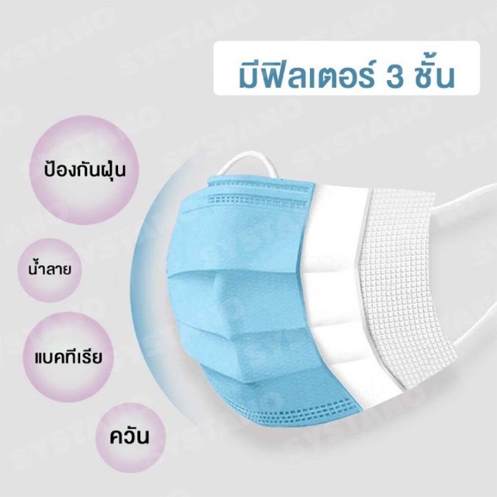 เเมส-ผ้าปิดปาก-ผ้าปิดจมูก-หน้ากากอนามัย-หนา3ชิ้น-50ชิ้น