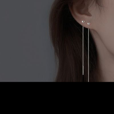 Simple Tassel Drop Earrings for Women Box Chain Long Dangle Ear Ring Piercing Line Accessories Round Trendy Ear Studs Jewelry