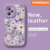 YIWESAN เคสสำหรับ Realme C35 C31 Narzo เคส50A แฟชั่นลายดอกไม้บางดีไซน์ใหม่นุ่มหนังเคสป้องกันกล้องฝาปิดด้านหลังเลนส์เต็มรูปแบบเคสกันกระแทก