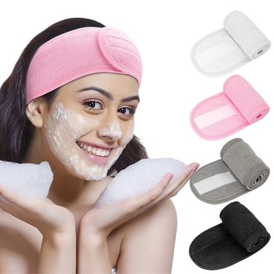 Women Soft Toweling Headbands Adjustable Sports Hairband Yoga Spa Bath Shower Wash Face Make Up Skincare Wide Head Band