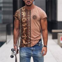 New Summer Vintage Mens T-Shirt Mysterious Pattern 3d Print Funny T Shirt Men Clothing Short Sleeve Oversized Streetwear Camisa