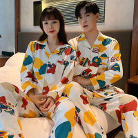 SLPBELY Couple Pajamas Set Homesuit Spring Lovely Cartoon Long Sleeve Men And Women Pyjamas Lovers Homewear Sleepwear Nightwear