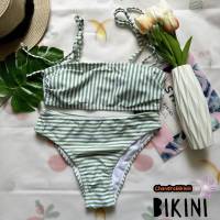 ? SHEIN BIKINI ชุดว่ายน้ำแฟชั่น ชุดว่ายน้ำสีเขียว พร้อมส่งจากไทย GREEN SIZE XS M #SHGRN0040