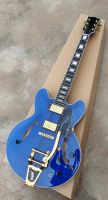 Hand Made Gibson ES335 Bright Blue Semi Hollow Body กีตาร์ไฟฟ้า Bigsby B700 Tremolo Bridge Humbucker Pickups ขายร้อน