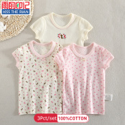 Áo thun tay ngắn chất liệu cotton dành cho bé gái 1-8 tuổi mặc vào mùa hè