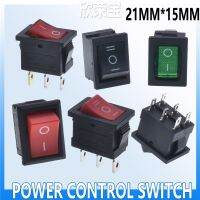 10PcsKCD1 Series 2/3/4/6 Pin Rocker Switch Power Switches 6A/10A250V125V 2/3 Position Black Button Mounting 15mmx21mm With light