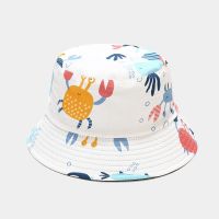 {You have a hat}หมวกพิมพ์ลายฉลามสัตว์ Topi Bucket เด็กผู้หญิงผ้าฝ้ายสองด้านกลับด้านได้หมวกป้องกันหมวกแคปชาวประมงหมวกบังแดดสำหรับผู้ชายและผู้หญิง