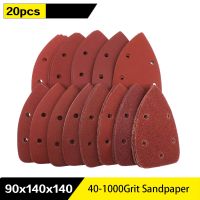 20pcs Self adhesive Sandpaper Triangle 5 holes Delta SanderHook Loop Sandpaper Disc Abrasive Tools For Polishing Grit 40 1000